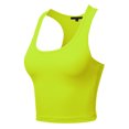 thumbnail image 2 of A2Y Women's Basic Cotton Casual Scoop Neck Cropped Racerback Tank Tops Neon Lime XL, 2 of 5