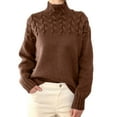 thumbnail image 2 of Brown Sweatshirt for Women Turtleneck Sweater Women Cowl Neck Sweater for Women Fall Clothes, 2 of 4