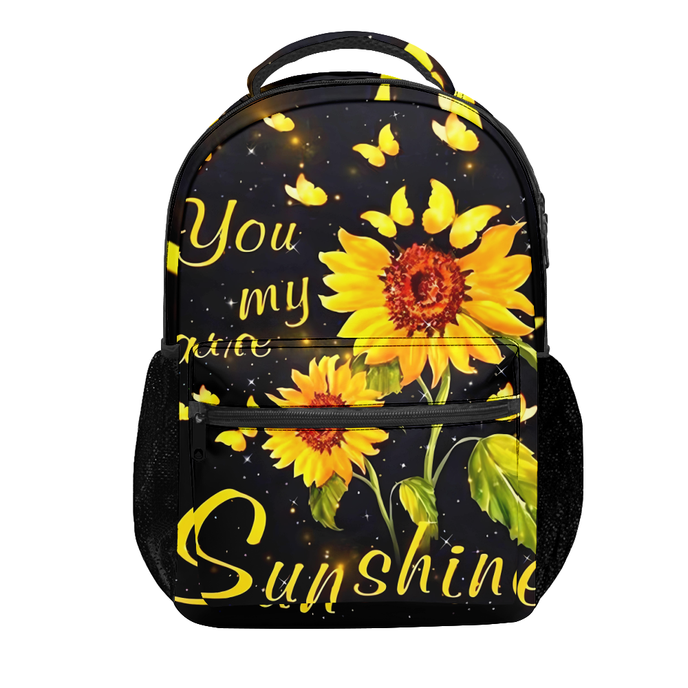 MultiFunctional School Laptop Backpack Sunflower Printed Bookbag For Teen Girls Boys College