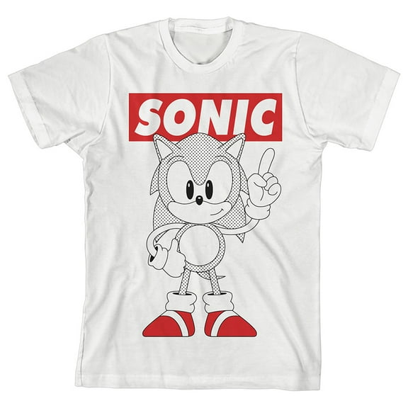 Bioworld Sonic the Hedgehog Classic Red and Black Dot Art Youth White Short Sleeve Tee-S