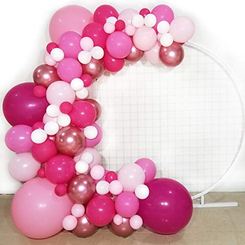 FUNPRT Pink Balloon Garland Metallic Rose Gold Pink White Latex Balloons for Barbie Theme