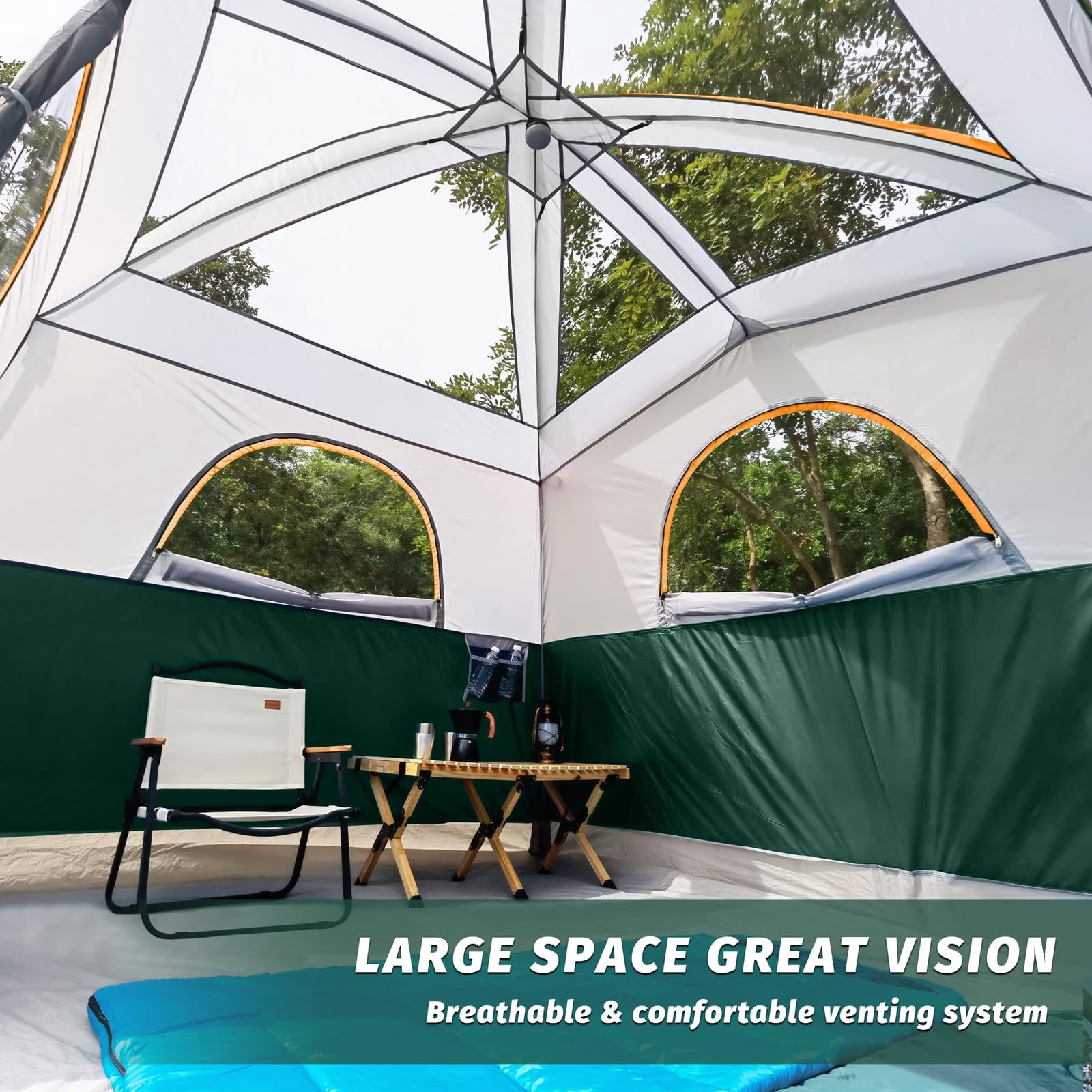 Tents 6 Person Waterproof Windproof Easy Setup Double Layer Family Camping Tent With 1 Mesh Door & 5 Large Windows -10'x9'x78in(h)