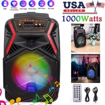 Curuk 8" Wireless Bluetooth Party Speaker, 1000W Peak Power Portable PA System with Heavy Bass Subwoofer, LED Lights, FM Radio, Remote & USB Rechargeable