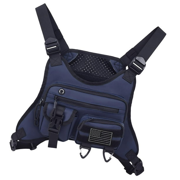 Bolsa de pecho para hombre, bolsa para equipo de ciclismo, mochila con correa de hombro ajustable, riñonera Azul