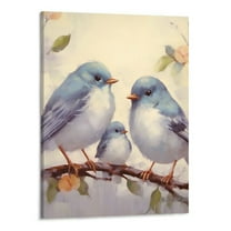 Shiartex Bird Picture Bathroom Decor Wall Art Blue and Gray Walls Decoration, Canvas Size 16x20 inch