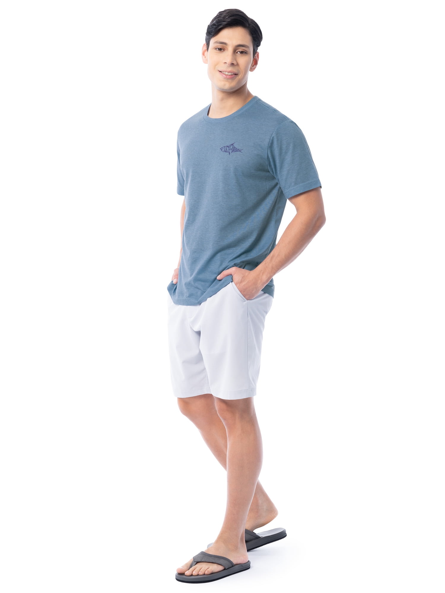 Fish N Vibe Men's Short Sleeve Fishing Performance Outdoor Graphic T-Shirt, Blue Shadow, 3XL