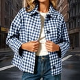 thumbnail image 2 of BXJX Womens Plaid Shackets, Lapel Collar Lightweight Button Down Long Sleeve Shacket Jackets with Pockets Blue Size S-2XL, 2 of 7