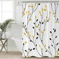 thumbnail image 6 of Shower Curtains Yellow Black Leaves Bath Curtain Simple Style Plant Waterproof Bathroom Shower Curtain Set with Hooks Decoration 36 x 72 Inches, 6 of 7