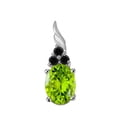 thumbnail image 3 of AoneJewelry 1.35 Cttw Oval Peridot & Black Diamond Pendant Necklace in 14k White Gold, 3 of 5