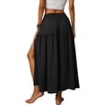 thumbnail image 6 of GUACER Womens Boho Tiered Maxi Skirt with Side Slit High Waisted Drawstring A-Line Skirt Flowy Summer Beach Swing Long Skirts, 6 of 7