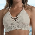 thumbnail image 3 of LQCMBYF Bra Style Bikini Top Lace Swimsuit Knitted Women's Beachwear Tops Bikini Padded Swimsuit Crochet Tube Top Bra Style Bikini Top (Beige,L), 3 of 4
