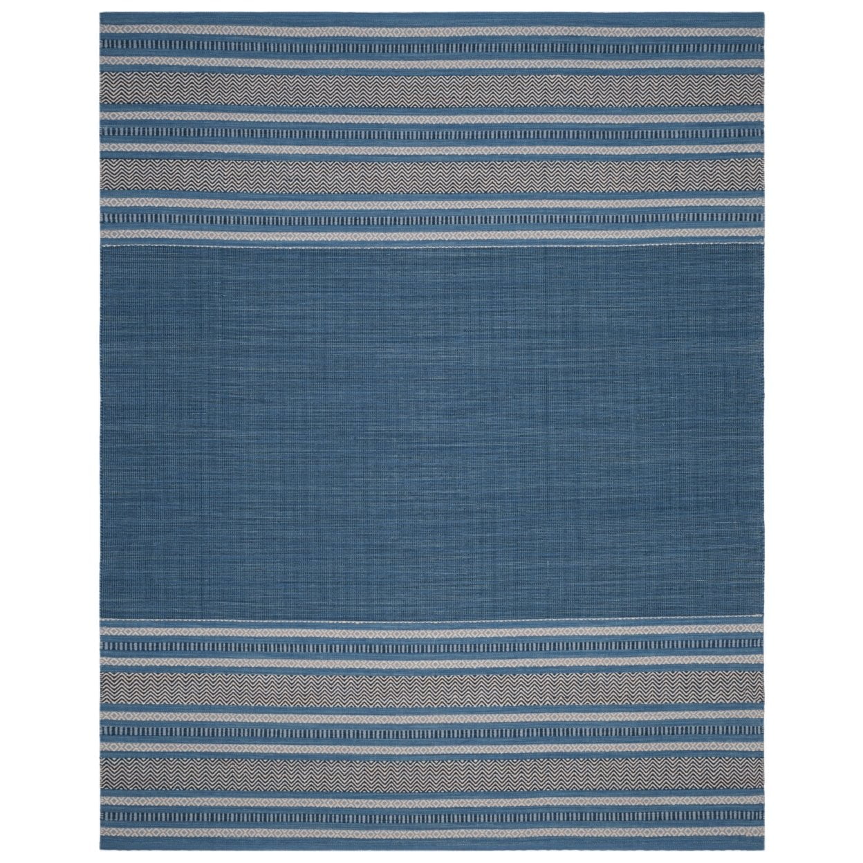 SAFAVIEH Montauk Jobeth Striped Cotton Area Rug, Blue/Grey, 9' x 12'