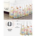 thumbnail image 4 of Spring Watercolor Ruffle Bed Skirt California King Size Colorful Butterfly Flowers Plants Adjustable Elastic Dust Bed Skirts Wrap Around Bedskirt Wrinkle Free Easy Fit with 18 Inch Drop, 4 of 8