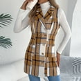 thumbnail image 4 of Pounoo Flannel Plaid Vest for Womens Lapel Button Down Sleeveless Blazer Jackets with Pockets Fall Winter Clothes Gift, 4 of 8