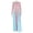 Pink Green, variant on Women's Lobster Print & Color Spliced O-Neck Long Sleeve Waistband A-Line Long Dress