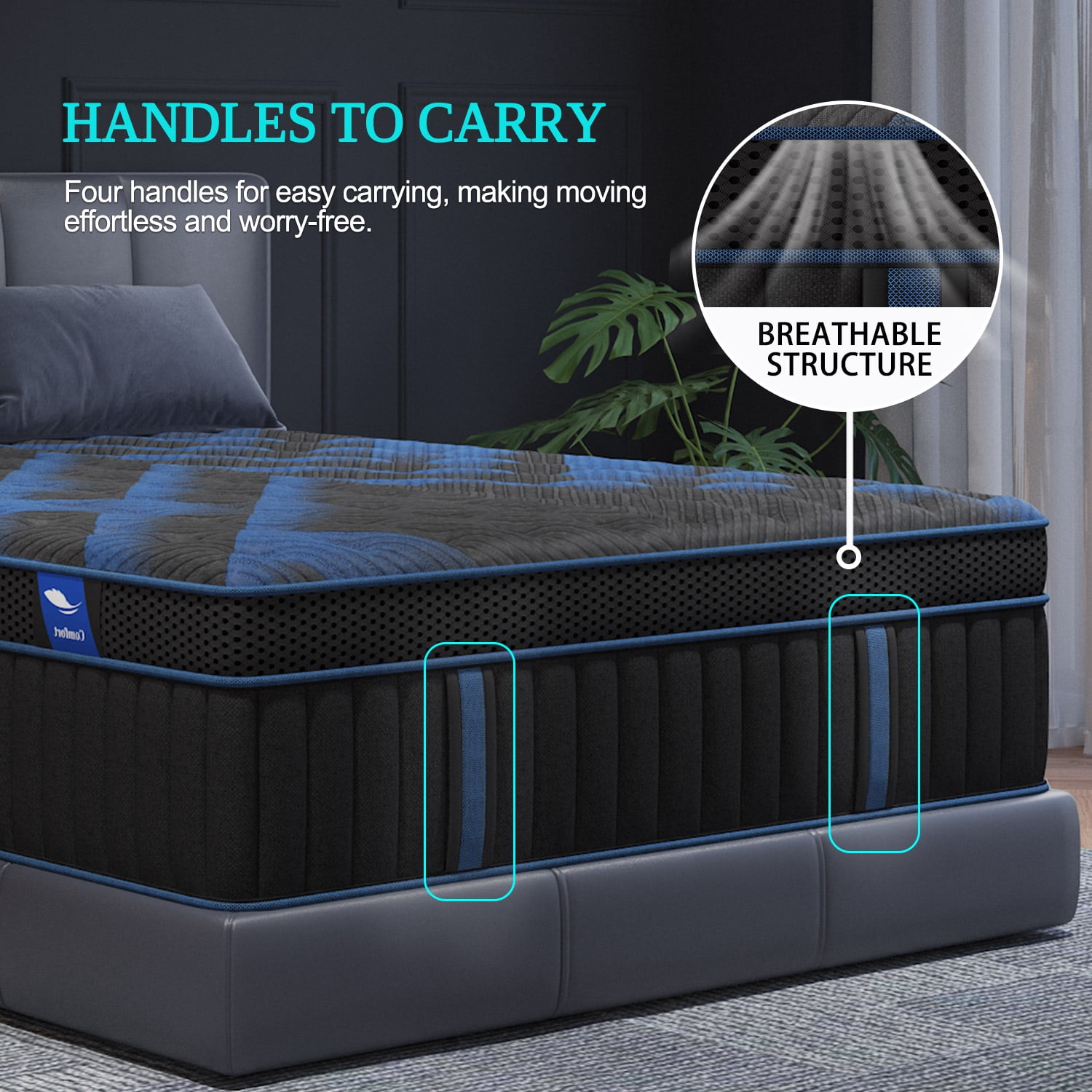 COLETEX Twin Size Mattress 14inch Hybrid Mattress in a Box Medium Firm with Gel Memory Foam Pocket Spring for Pressure Relief,Adult,Black
