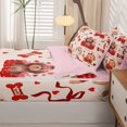 thumbnail image 5 of Homewish Cute Dog Zipper Queen Comforter Set with Fitted Sheet and 2 Pillowcases,Valentine's Day Love Print Zipper Bedding Set,Cream,Pink Reversible,4pcs, 5 of 8