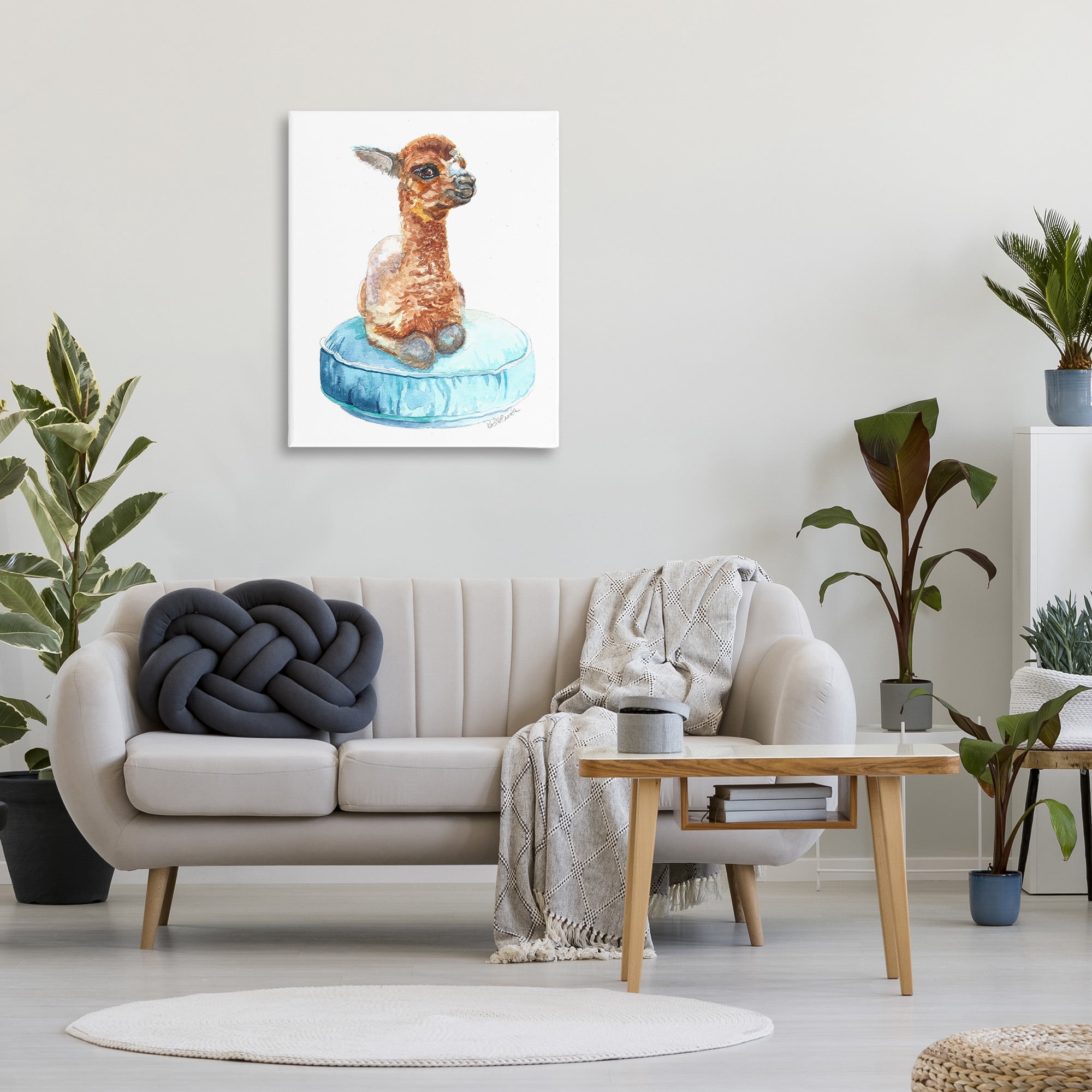 Stupell Industries Baby Goat on Pillow Animals & Insects Painting Gallery Wrapped Canvas Art Print Wall Art, 30 x 40