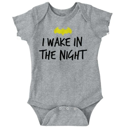 

I Wake in the Night Superhero Bat Newborn Baby Boy Girl Romper Brisco Brands