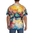 thumbnail image 7 of Balery Colorful Fishing Boats Men's Casual Button Down Shirt Short Sleeve Textured Summer Cuban Beach Shirts-Medium, 7 of 7