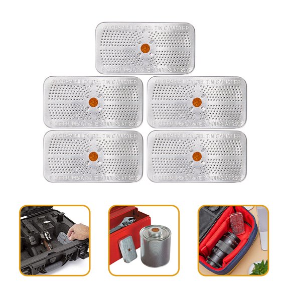 OULII Orange Indicating Silica Gel Dehumidifier Moisture Absorption Storage 5pcs