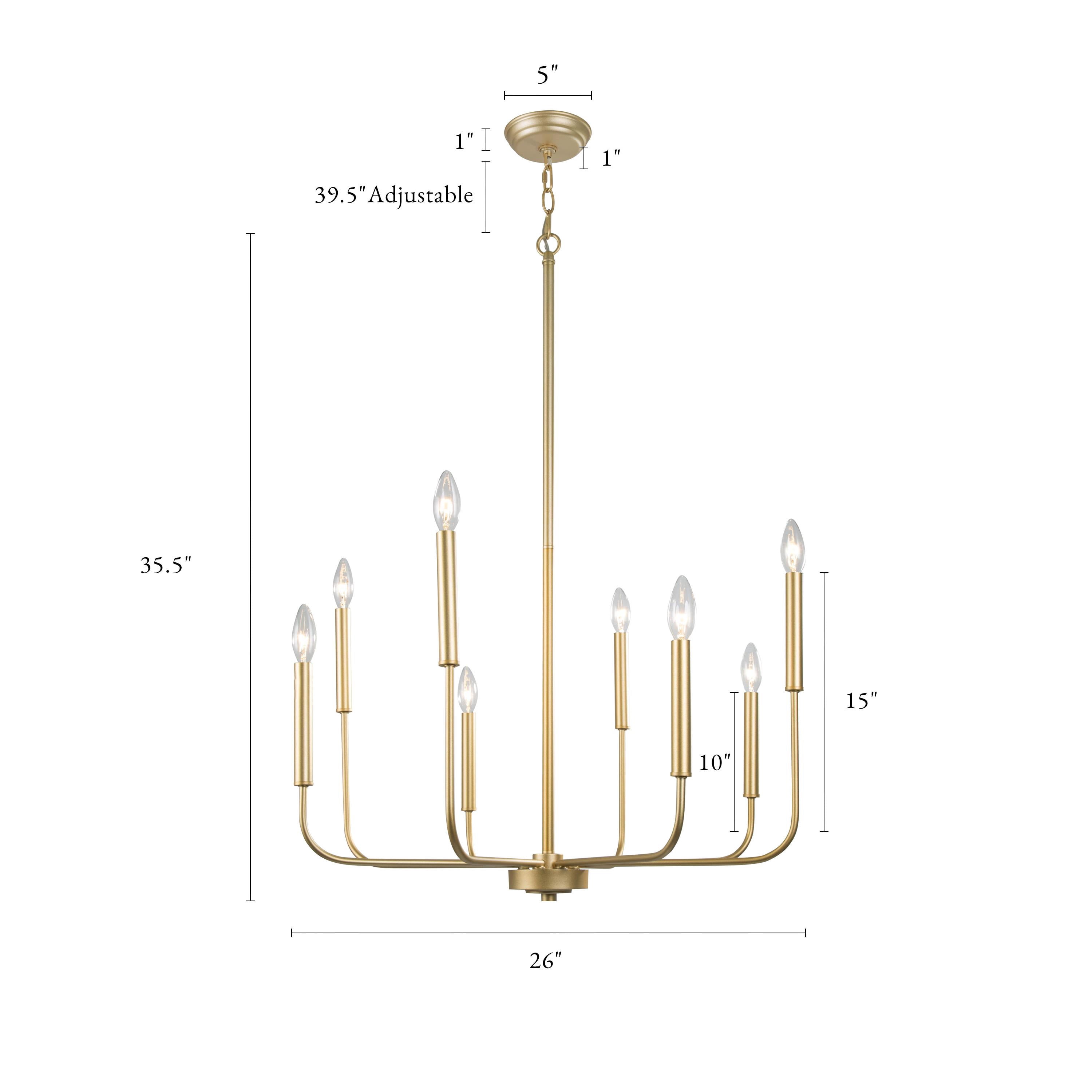 LNC 8-Light Matte Gold Candle Chandelier for Kitchen, Dining or Living Room