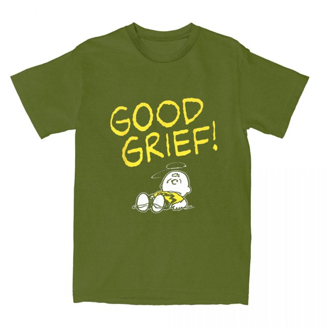 Camisetas para hombre y mujer, Peanuts, Charlie Brown, Good Grief, Snoopy, 100 % algodón, camisetas de manga corta, camisetas de cuello redondo, regalo de cumpleaños