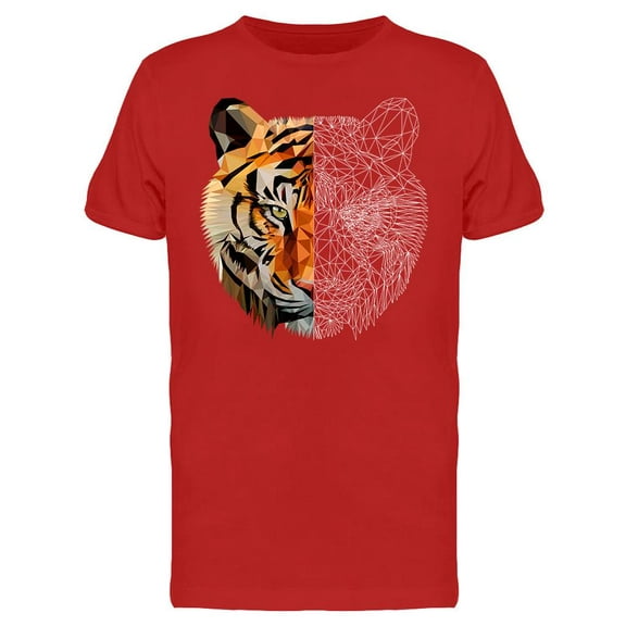Tiger Face Portrait In Polygons T-Shirt Men -Image by Shutterstock, Male XX-Large