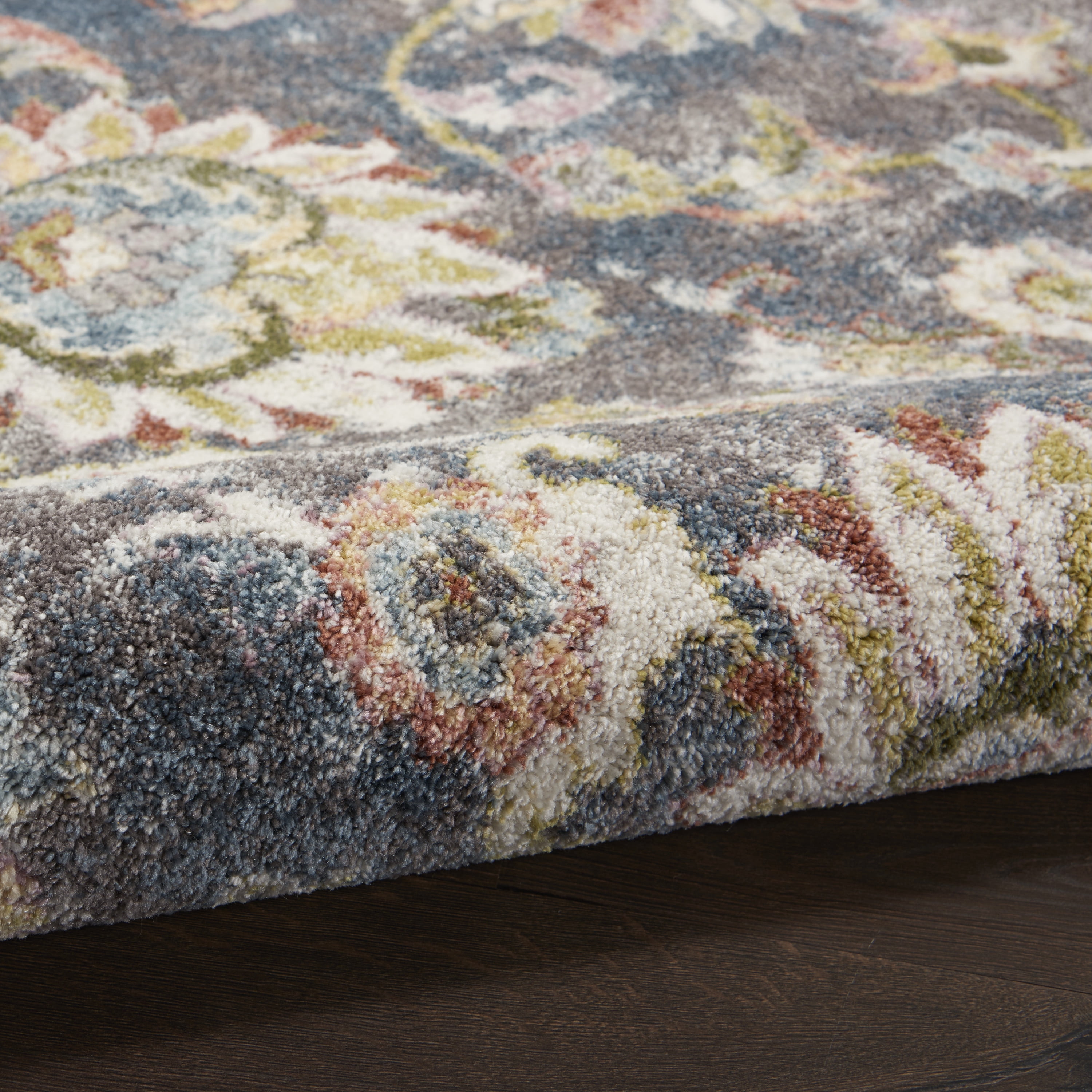 Nourison Juniper Floral Charcoal Multi 9' x 12' Area Rug, (9x12)