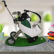 WLOOD Golf Pens with Golf Bag Holder,Novelty Gifts with 3 Pieces Aluminum Pen Office Desk Golf Bag Pencil Holder