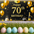 thumbnail image 6 of Glamorous Black and Gold Happy 70th Birthday Banner with Balloons Cakes and Champagne Party Decoration Backdrop for Birthday Party Photography Props Decorations, 6 of 8