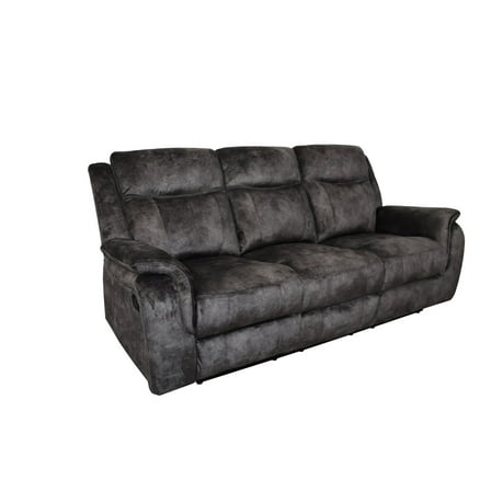 Harbor 82 Inch Sofa with Dual Power Recliners, Gray Faux Suede Upholstery