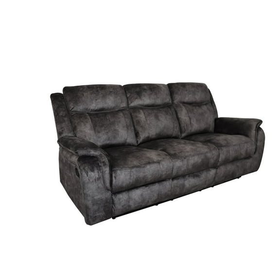 Harbor 82 Inch Sofa with Dual Power Recliners, Gray Faux Suede Upholstery