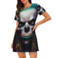 thumbnail image 1 of Disketp Modern Abstract Colorful Skull C para Camisón Corto de Manga Corta para Mujeres, Camisón Cómodo con Escote Redondo, Bonito y Confortable, 1 of 6