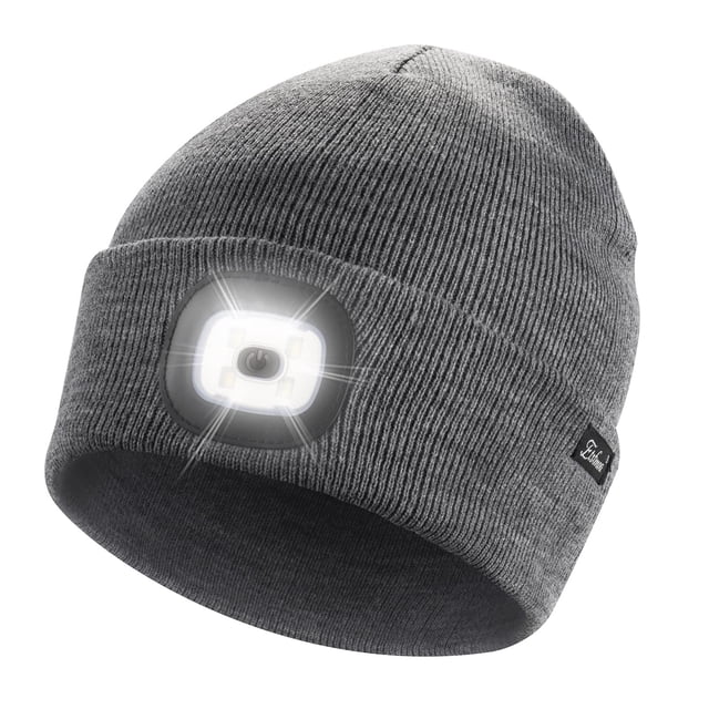 Gorro unisex Etsfmoa recargable por USB LED gris claro