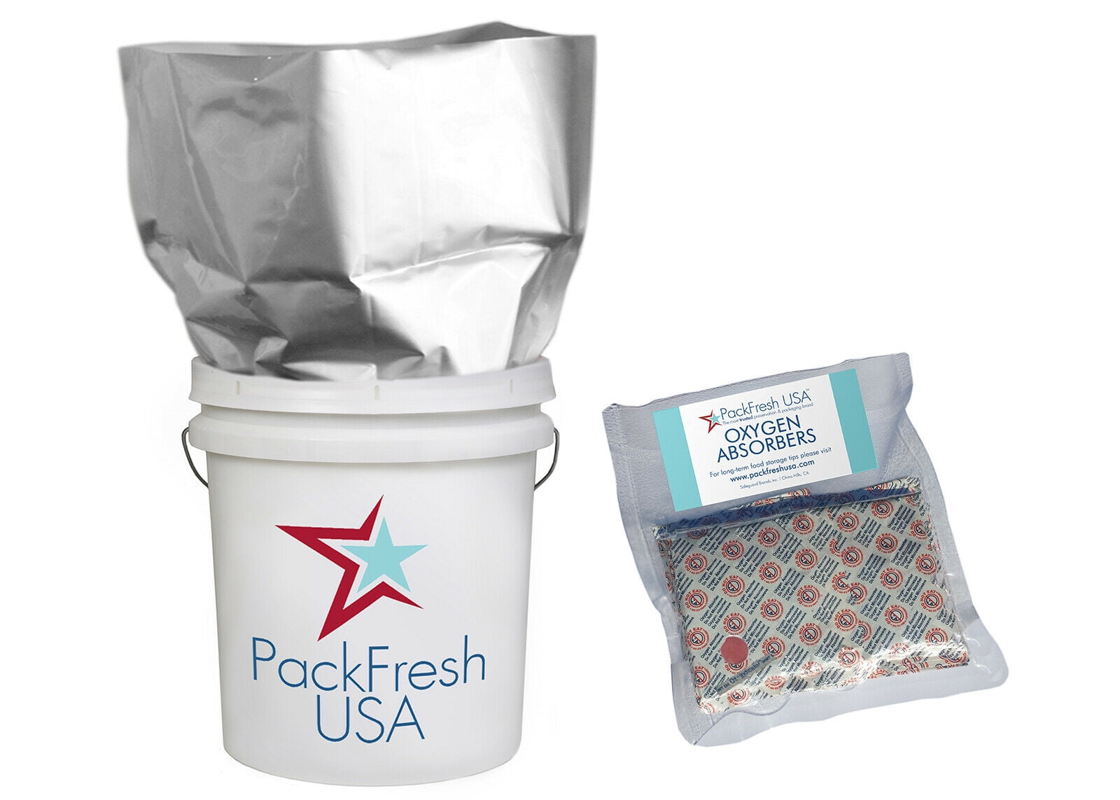 PackFreshUSA 10 Pack Five Gallon Mylar Bags + 2000cc Oxygen Absorbers