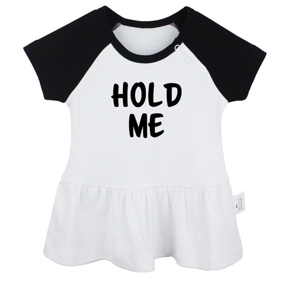 Hold Me Funny Dresses For Baby, Newborn Babies Skirts, Infant Princess Dress, 0-24M Kids Graphic Clothes (Black Raglan Dresses, 6-12 Months)