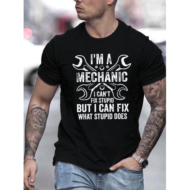 Camisetas de cuello redondo con estampado "I'M MECHANIC" para hombre, camisetas informales y cómodas, tops de verano, camisetas de ocio.