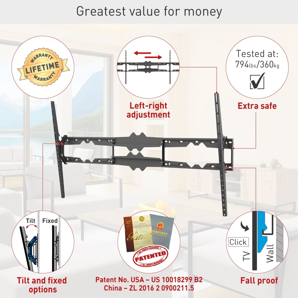 55" - 115" Giant TV Tilt Wall Mount