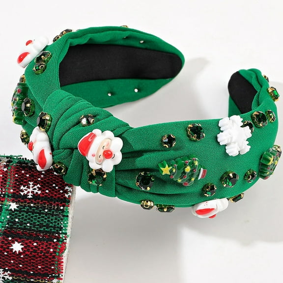 Christmas Barrettes Cute Women Cartoon Headband Decorative Knotted Hair Accessories Wide Turban Style for Holiday Festivities