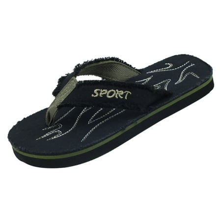 

Starbay Kid s Boy s Canvas upper EVA Outsole Casual Thong Flip Flop Flat Comfy Beach Sandals Black Size 1