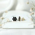 thumbnail image 5 of Rosec Jewels 1.25 CT Black Spinel Floral Cluster Stud Earrings, 10K Yellow Gold, 5 of 7