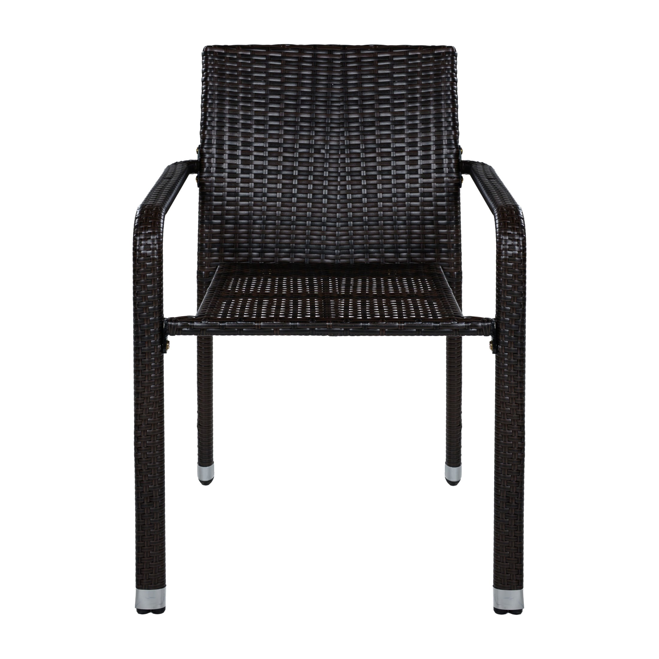 Christopher Knight Home Outdoor Handwoven Wicker Dining Arm Chairs, Dark Brown, Set of 4