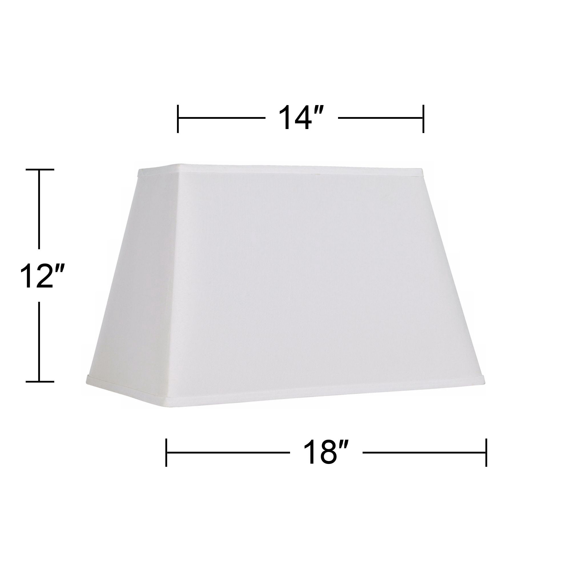 Springcrest Set of 2 Rectangular Lamp Shades White Large 14" Wide x 6" Deep at Top 18" Wide x 12" Deep at Bottom 12" High Spider Harp Finial