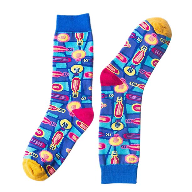 Calcetines de algodón para hombre y mujer, calcetería para monopatín con patrón abstracto de dibujos animados coloridos