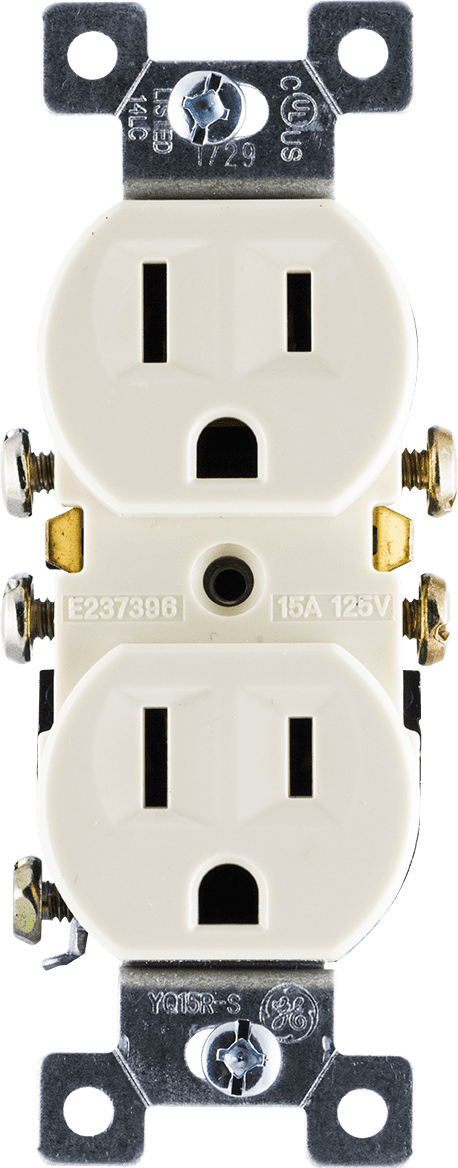 GE Heavy-Duty Duplex Receptacle, Light Almond 15A - 42478