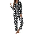 thumbnail image 2 of FASHOFT Christmas Pajamas for Women Set Cute Xmas Print Long Sleeve Button up Shirts and Pants 2 Piece Christmas Pjs Soft Holiday Sleepwear Loungewear L, 2 of 5