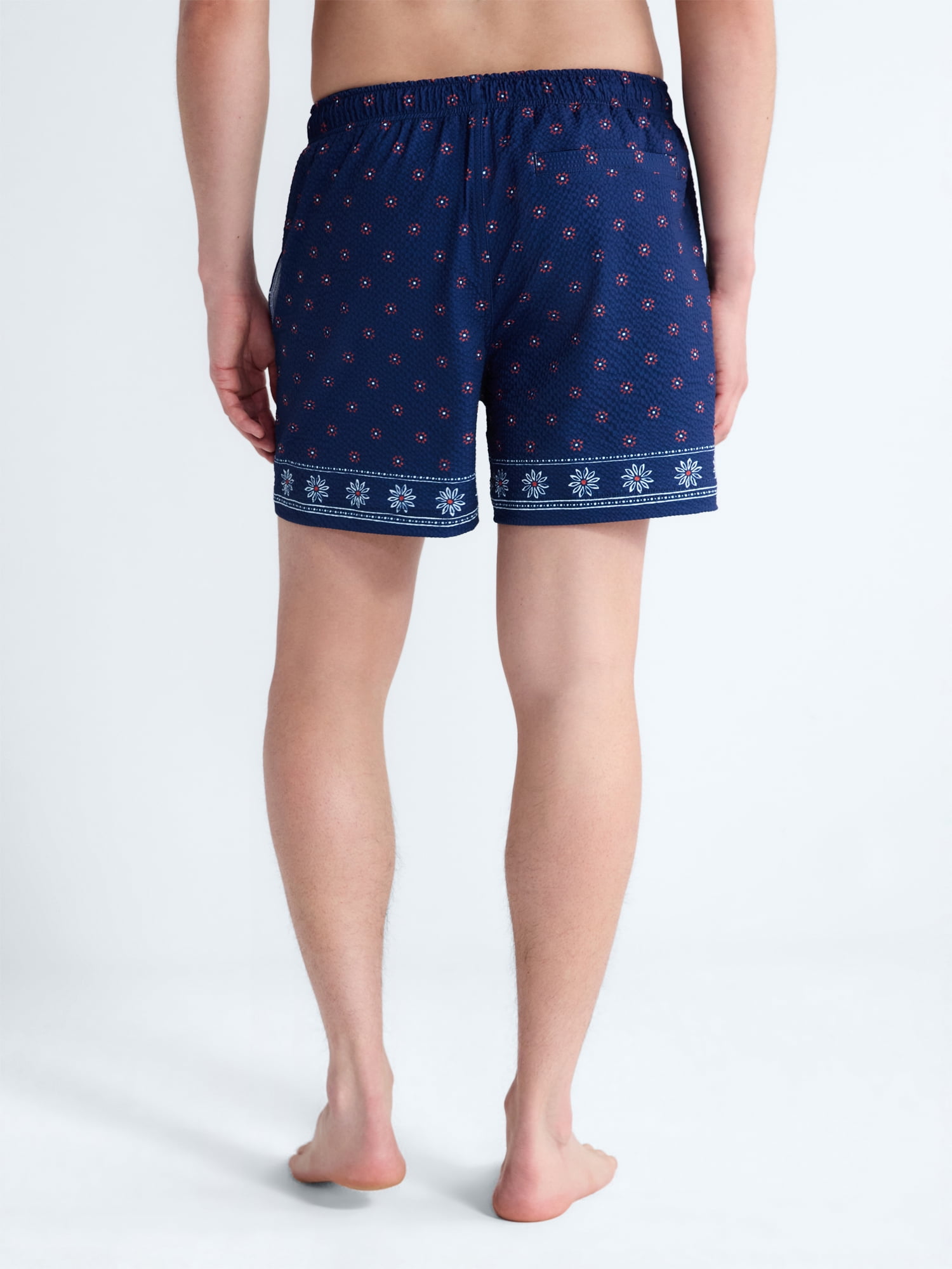 Free Assembly Men's Stretch Seersucker 5" Swim Trunks, Sizes S-3XL