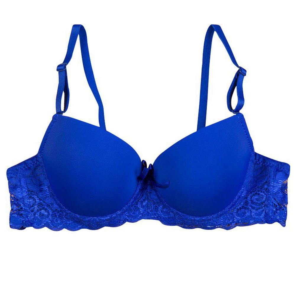 LowProfile Push Up Bra for Women Plus Size Adjustable Sports Extra-Elastic  Breathable Lace Trim Bras Blue 44B