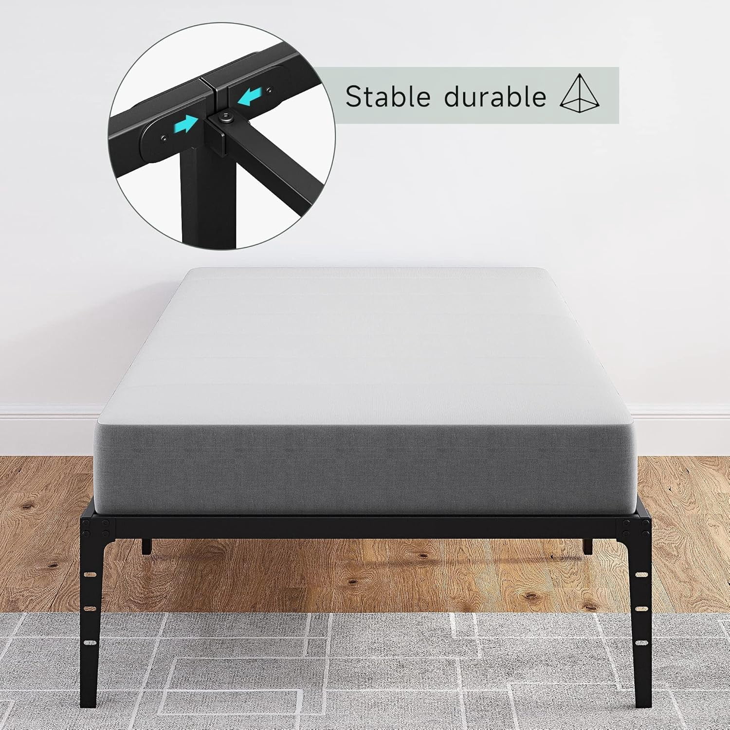 NEILA Sturdy Metal Bed Frame in Twin, Full, Queen, and King Sizes – Easy Assembly, Noise-Free Design, 12-Inch Under-Bed Storage, Heavy Duty Construction, No Box Spring Required